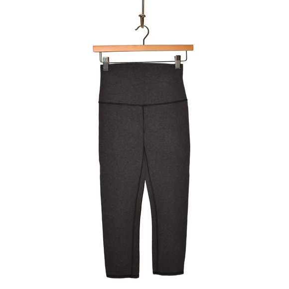 LULULEMON $88 Wide Waistband Cropped Knit Legging Heather Charcoal Size 2 - Picture 1 of 3